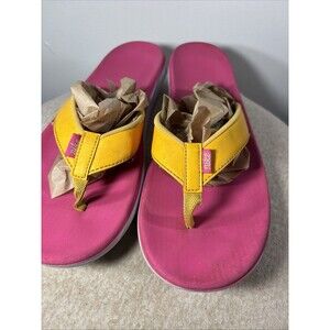 Nike Bella Kai Thong Slipper Sandals Flip Flops Pink / Yellow Women size 10